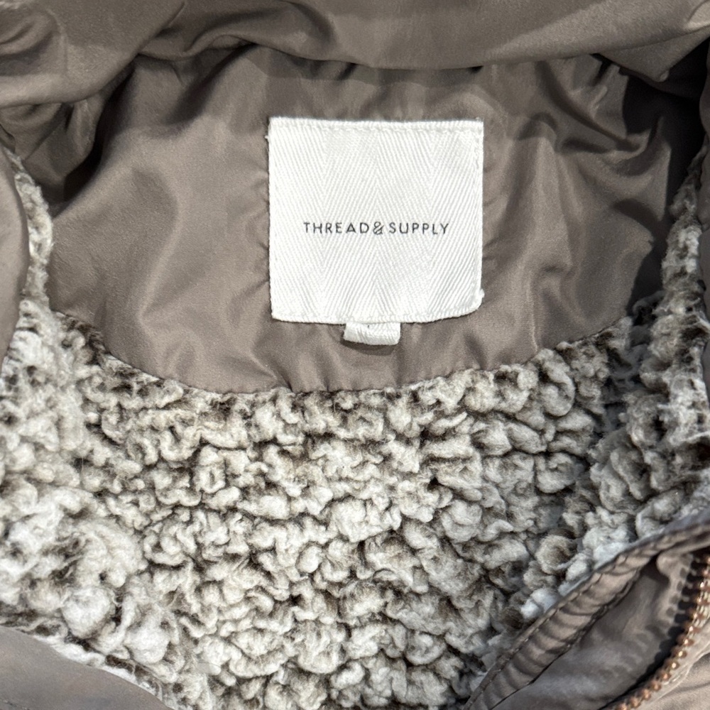 Thread & Supply Quilted Brown taupe Olive tan Jacket sz l - Picture 2 of 6